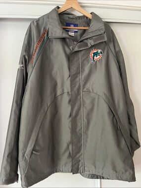 Reebok Gray Miami Dolphins Windbreaker Jacket with Team Logo
